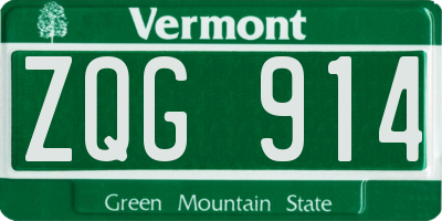 VT license plate ZQG914