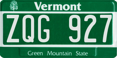 VT license plate ZQG927