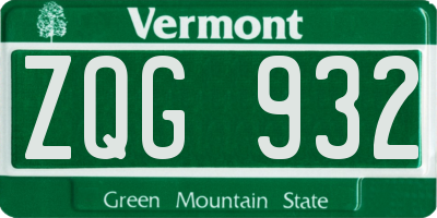 VT license plate ZQG932
