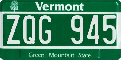 VT license plate ZQG945