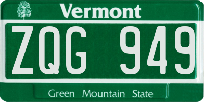 VT license plate ZQG949