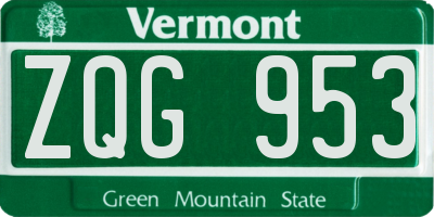 VT license plate ZQG953