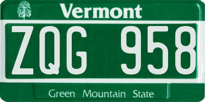 VT license plate ZQG958