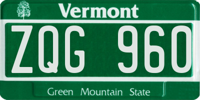 VT license plate ZQG960