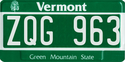 VT license plate ZQG963