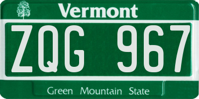 VT license plate ZQG967