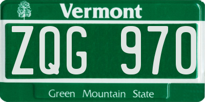 VT license plate ZQG970