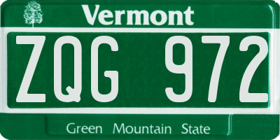 VT license plate ZQG972
