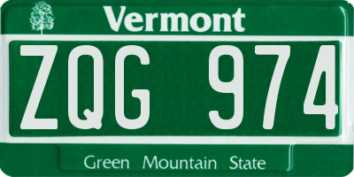 VT license plate ZQG974