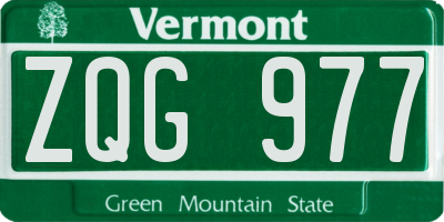 VT license plate ZQG977