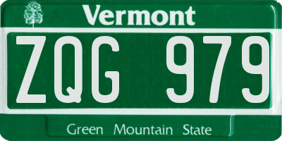 VT license plate ZQG979
