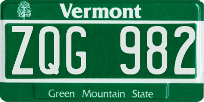 VT license plate ZQG982