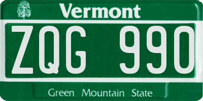 VT license plate ZQG990