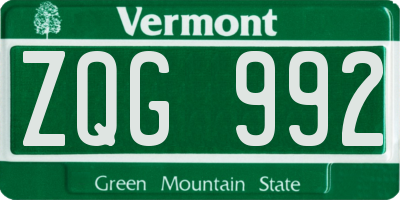 VT license plate ZQG992