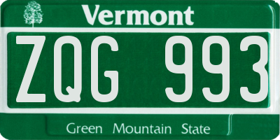 VT license plate ZQG993