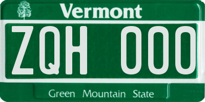 VT license plate ZQH000