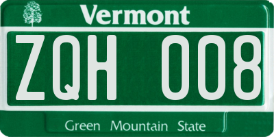 VT license plate ZQH008