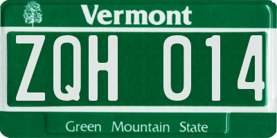 VT license plate ZQH014