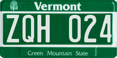 VT license plate ZQH024