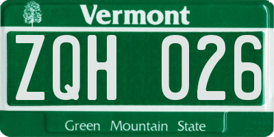 VT license plate ZQH026