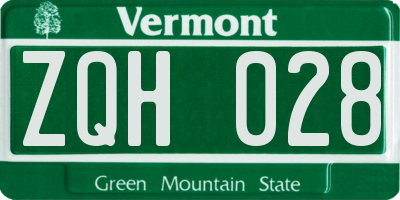 VT license plate ZQH028