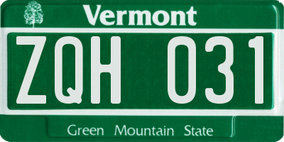 VT license plate ZQH031