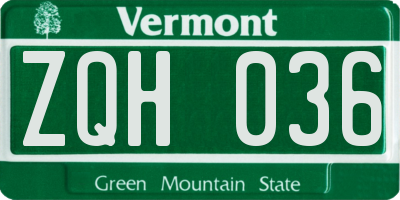VT license plate ZQH036