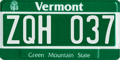 VT license plate ZQH037