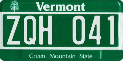 VT license plate ZQH041