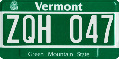 VT license plate ZQH047