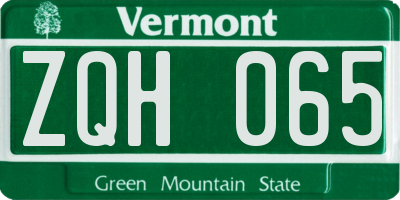 VT license plate ZQH065