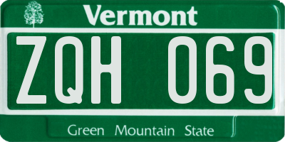 VT license plate ZQH069