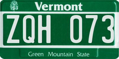 VT license plate ZQH073