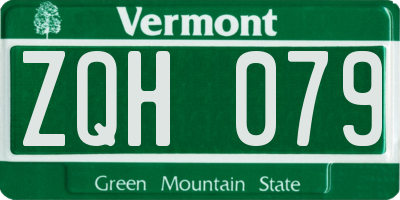 VT license plate ZQH079