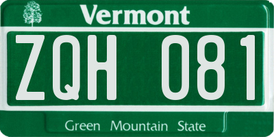 VT license plate ZQH081