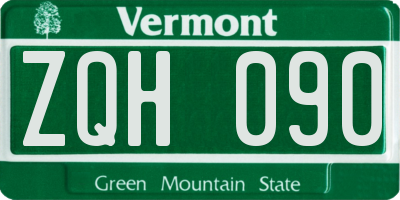 VT license plate ZQH090