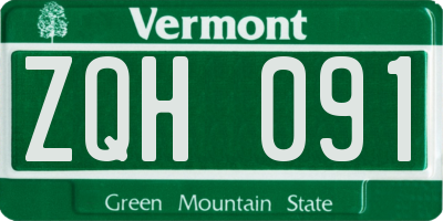VT license plate ZQH091