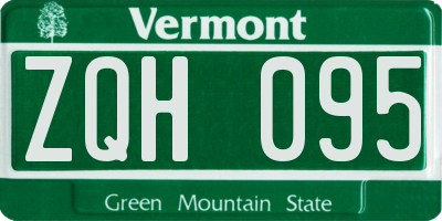 VT license plate ZQH095