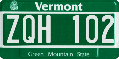 VT license plate ZQH102
