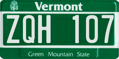 VT license plate ZQH107
