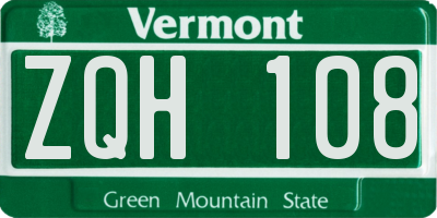 VT license plate ZQH108