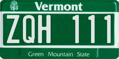 VT license plate ZQH111