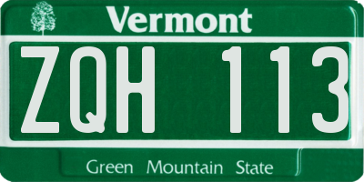 VT license plate ZQH113