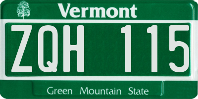VT license plate ZQH115