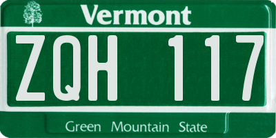 VT license plate ZQH117