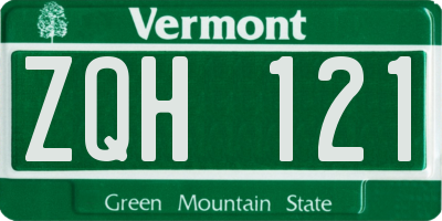 VT license plate ZQH121
