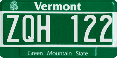 VT license plate ZQH122
