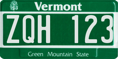 VT license plate ZQH123