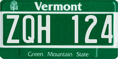 VT license plate ZQH124