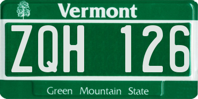 VT license plate ZQH126